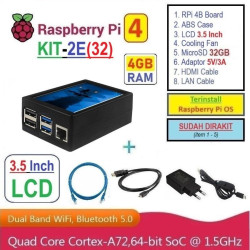 KIT-2E(32)  Raspberry Pi 4 (4GB RAM) KIT LCD 3.5 Inch MicroSD 32GB - Complete SET SIAP PAKAI